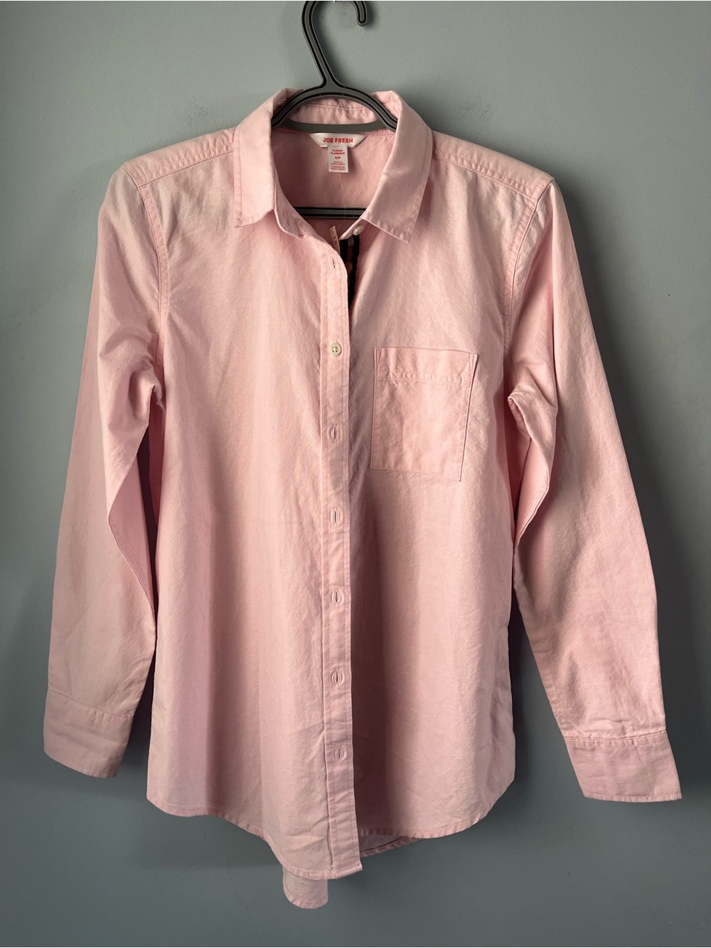 ✨ 3/$30 NWT Joe Fresh Light Pink 100% Cotton Button-Up Collared Shirt Size S